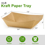 Ocmoiy 4lb Paper Food Trays, 100 Pack Disposable Nacho Trays, Heavy-Duty Kraft Paper Food Boats Holders Serving Basket Trays for Snack, BBQ Picnic Wedding Party