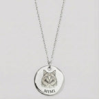 MignonandMignon Personalized Pet Gifts Custom Pet Jewelry Dog Necklace Cat Gift Custom Portrait Unique Gift LCN-AP (Silver)