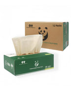 QingYa Unbleached Bamboo Facial Tissues - 12 Boxes of 100% Natural, Hypoallergenic, 134 Sheets per Box, FSC Certified, Eco - Friendly, Ultra - Soft & Gentle for Everyday Home and Office Use