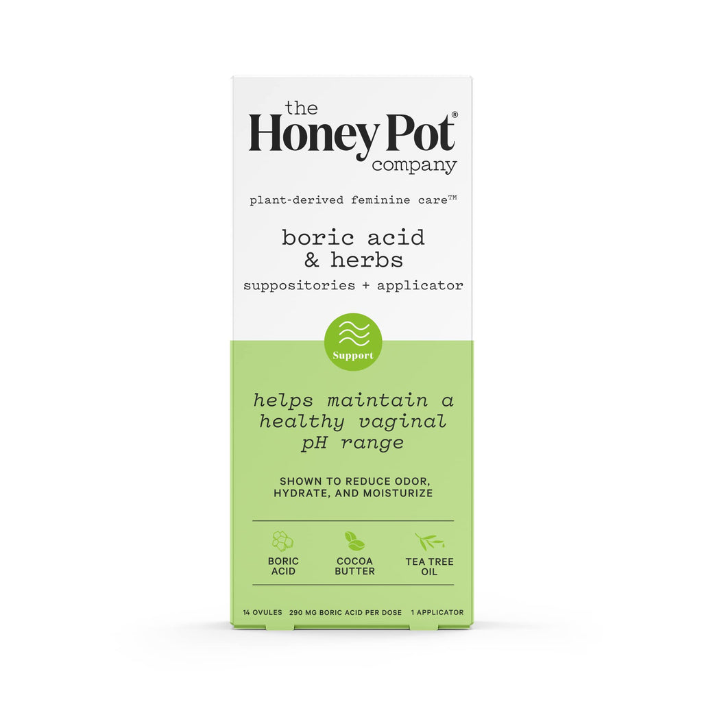 The Honey Pot Company 7 Day Boric Acid & Herbs Suppositories - Maintains and Balances Healthy Vaginal pH, Manages Odor, Hydrates, & Moisturizes - Gynecologist Tested