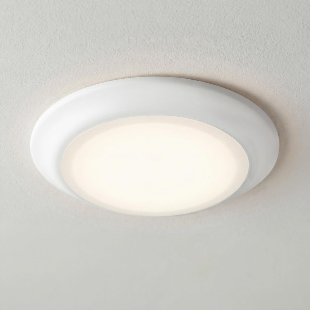 Kichler Gen 1 LED Downlight in White, 7.5” Ceiling Lights Flush Mount, Wet Rated Interior Dimmable Light for Living Room, Dining Room, Kitchen, Bathroom and Bedroom, 4000K, (7.5” x 1.5”), 43846WHLED40
