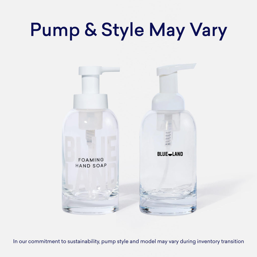 BLUELAND Hand Soap Starter Set, 1 Refillable Glass Foaming Hand Soap Dispenser with 4 Refill Tablets, Variety Scents, 4 x 9 Fl oz