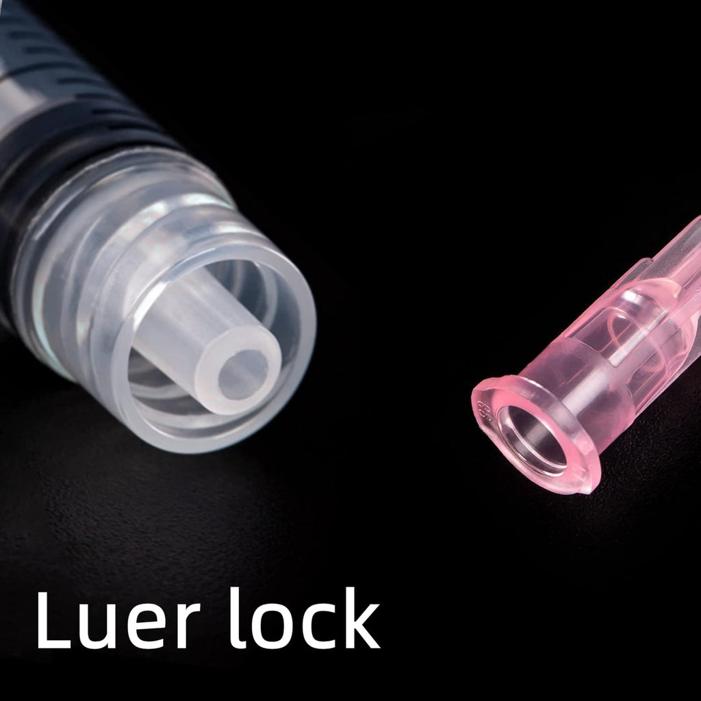 100 Pack 3ml 3cc Plastic Luer Lock Syringe with 18Gauge and Cap, Individually Sealed Wrapped, for Scientific Labs, Measuring Liquid, Refilling or Dispensing