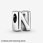 PANDORA Letter N Alphabet Charm - Compatible Moments Bracelets - Jewelry for Women - Gift for Women in Your Life - Made with Sterling Silver