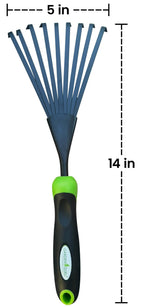 Garden Guru Hand Rake Soil Tiller Tool with Ergonomic Handle – Strong Carbon Steel - Rust Resistant – Great for Gardening, Cultivating, Loosening Soil & Spreading Mulch, Raking Flower Beds