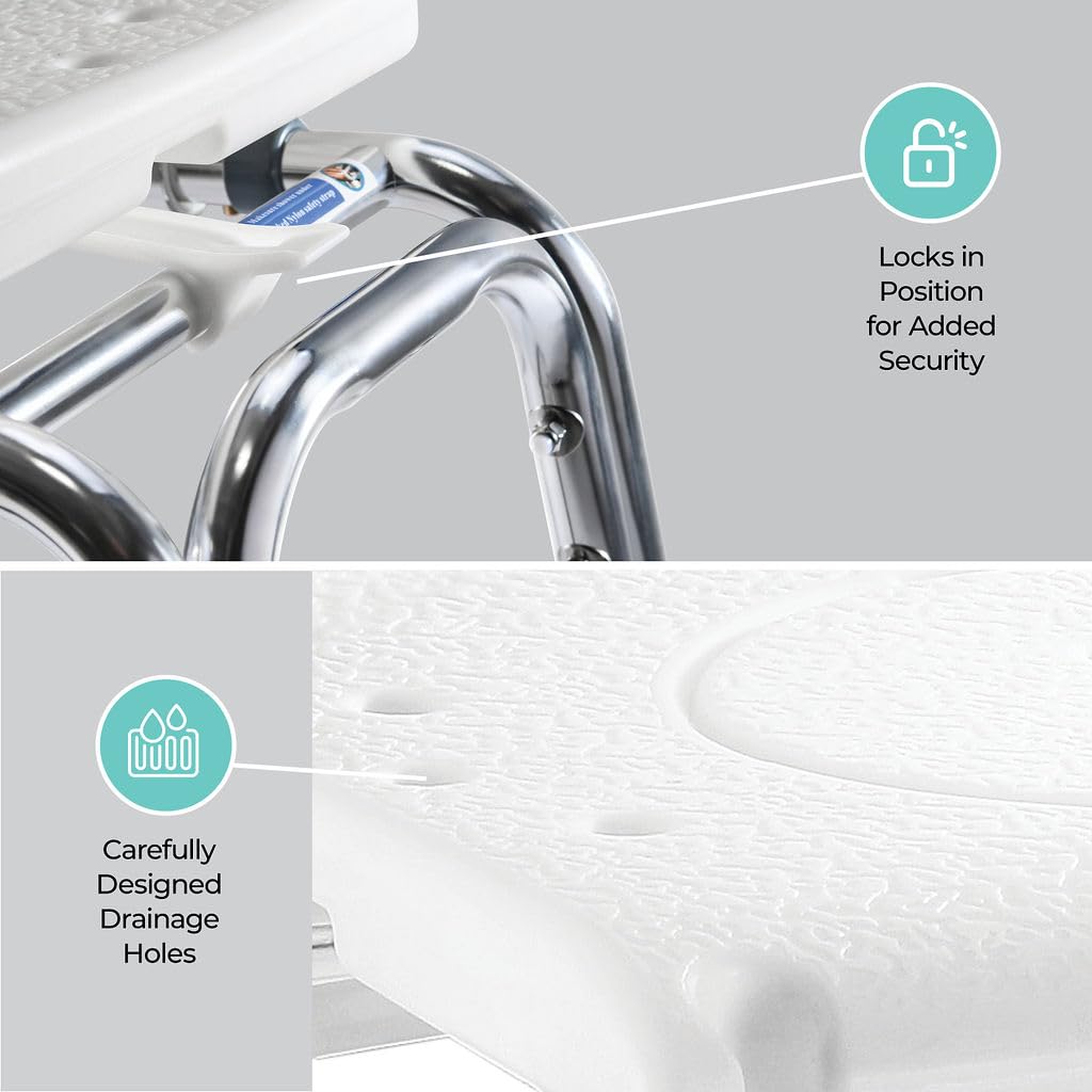 Tub Transfer Bench Sliding Shower Bench for Bathtub Shower Chair for Inside Shower Shower Chair for Elderly and Disabled Adjustable Height Shower Bench Holds Weight Up to 400 Lbs FSA/HSA Eligible
