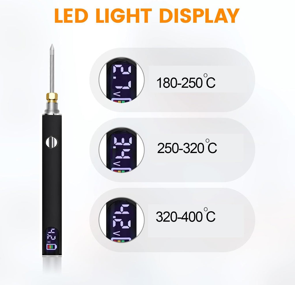 Soldering Pen Battery, 650mAh Soldering Iron Kit with LED Digital Display,USB Rechargeable Adjustable Temperature for Home&Electronics Appliance Repair