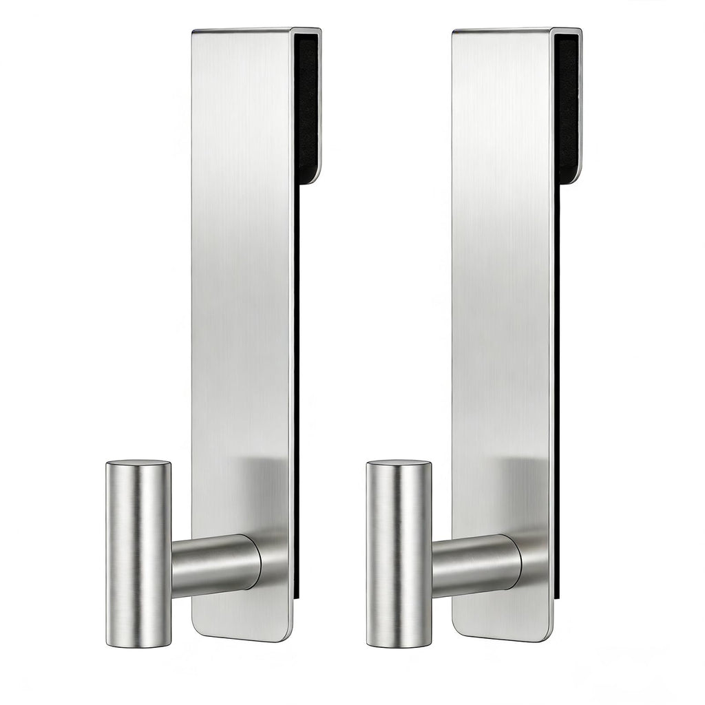 HUFEEOH Shower Towel Hooks, 7.5-Inch Extended Over Glass Shower Door Hanger for Towels & Robes, Rustproof Bathroom Towel Rack, 2-Pack (Silver, T Shape)