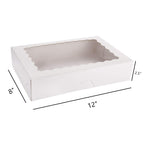 Tcoivs 30-Pack Bakery Boxes with Window, 12" x 8" x 2.5", Cookie Boxes, Auto-Popup Treat Boxes for Pies, Muffins, Donuts and Pastries (White)