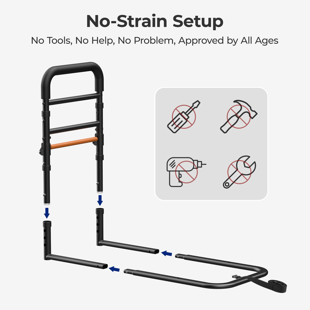 NIMOOD C1 Fold Bed Rails for Elderly Adults Safety - Foldable Bed Assist Rail with Adjustable Height, Tool-Free Folding, Sturdy up to 350 Lbs, Bed Cane Fits King Queen Twin Beds
