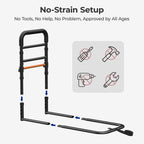 NIMOOD C1 Fold Bed Rails for Elderly Adults Safety - Foldable Bed Assist Rail with Adjustable Height, Tool-Free Folding, Sturdy up to 350 Lbs, Bed Cane Fits King Queen Twin Beds