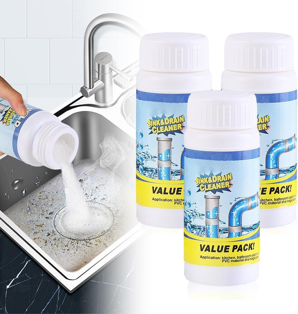 3PCS 2026 New Multi-functional Wild Tornado Pipe Dredge,Powerful Sink Cleaner Powder Fast Foaming for Kitchen Toilet Pipeline Quick Cleaning Tool