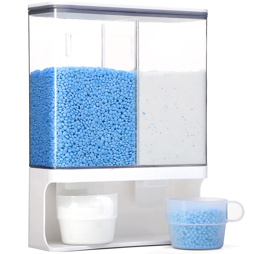 Conwomin Laundry Dispenser, Wall Mounted Laundry Dispenser with 2 Cups, Laundry Container (105 oz)