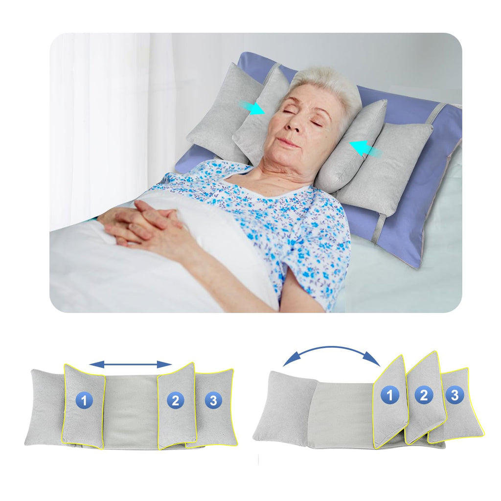 Mybow Neck Stabilizer Head Support Pillow, Post Surgery Pillow for Upright Sleeping, Back & Side Sleep Training, Bed Positioning Wedge for Elderly Bedridden, Adjustable Medical Head Stabilizing Pillow