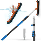 SKGPOLE 16FT Swimming Pool Pole with Brush, Upgraded Pool Pole Telescopic 16ft Heavy Duty with 19" Pool Brush Head, Adjustable Length 4 to 16 Feet, Universal Pole for Skimmer Net, Brush, Vacuum Head