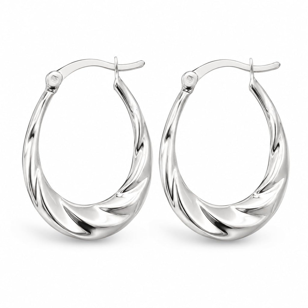 LeCalla 925 Sterling Silver Hoop Earrings | Lightweight Classic Small Oval Shrimp Hoops Earring for Women - 25MM