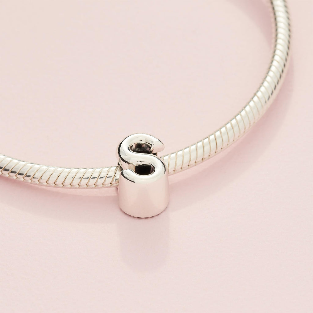 PANDORA Letter S Alphabet Charm - Compatible Moments - Gift for Her - Made with Sterling Silver - with Gift Box