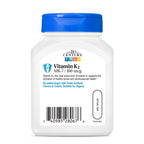 21st Century Healthcare Vitamin K2 (MK-7) 100 mg Vegetarian Capsules, 110 Count