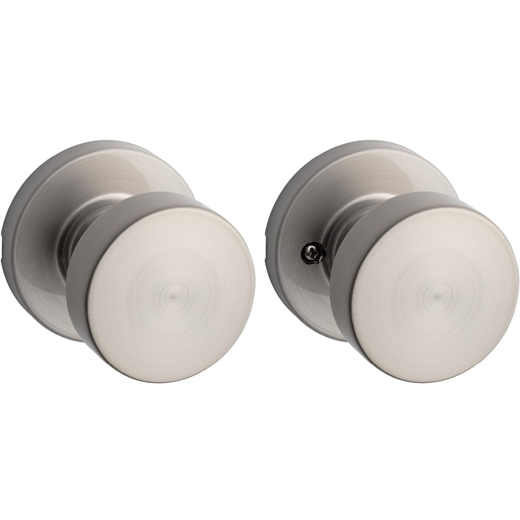 Kwikset Pismo Interior Passage Door Knob, Handle For Closet and Hallway Doors, Non-Locking Doorknob in Satin Nickel, with Microban Protection