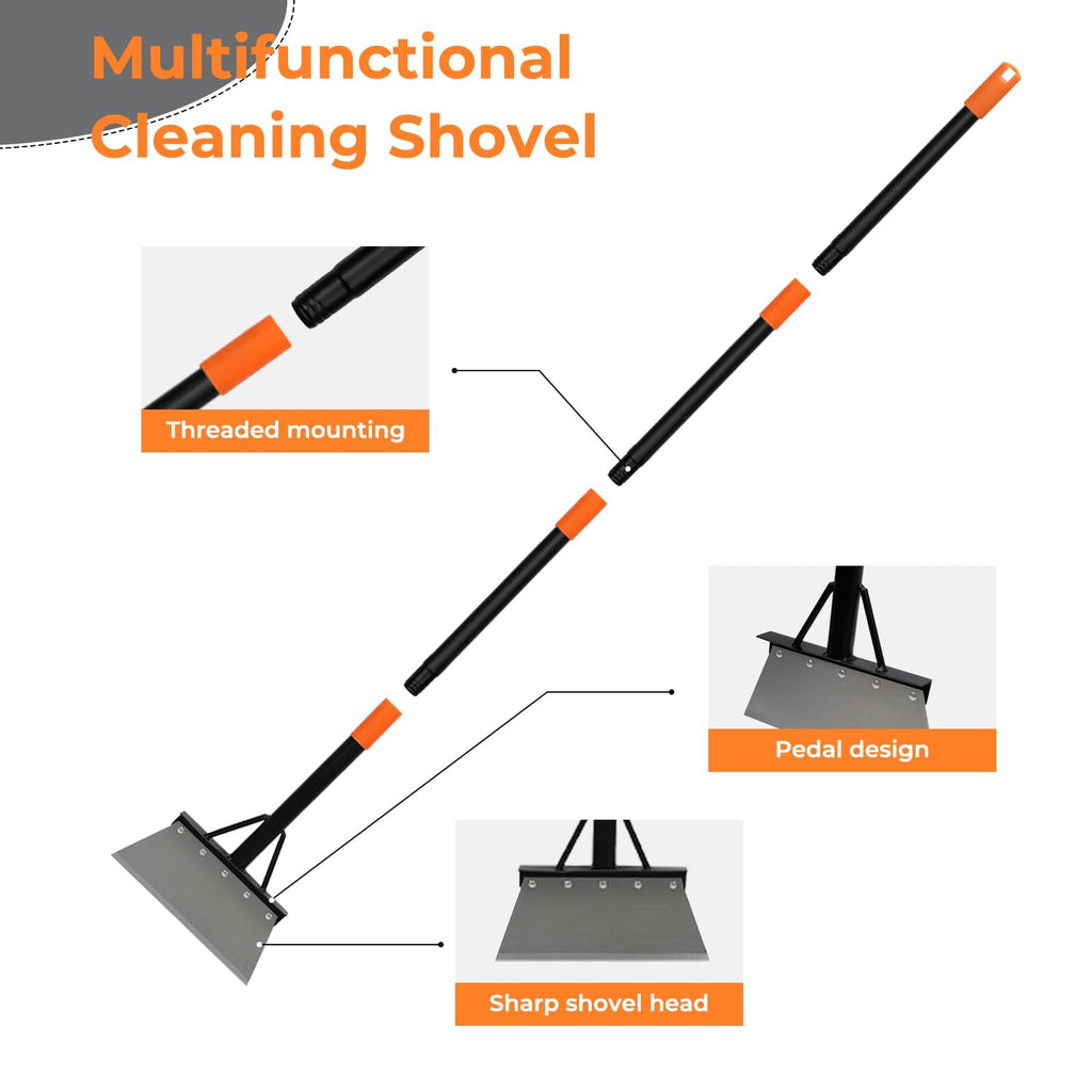 Garden Flat Shovel,Heavy Duty Weeding Tools Gardening,60" Long Handle Metal Floor Scraper,Multifunctional Cleaning Shovel for Lawn Edging, Scraping, Weed, Ice and Snow Removal
