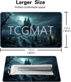 MTG Playmat Size 24x14in Free Storage Bags Non-Slip Backing, Ideal for Card Game Enthusiasts TCG Playmat (A Spooky Place-No Deck)