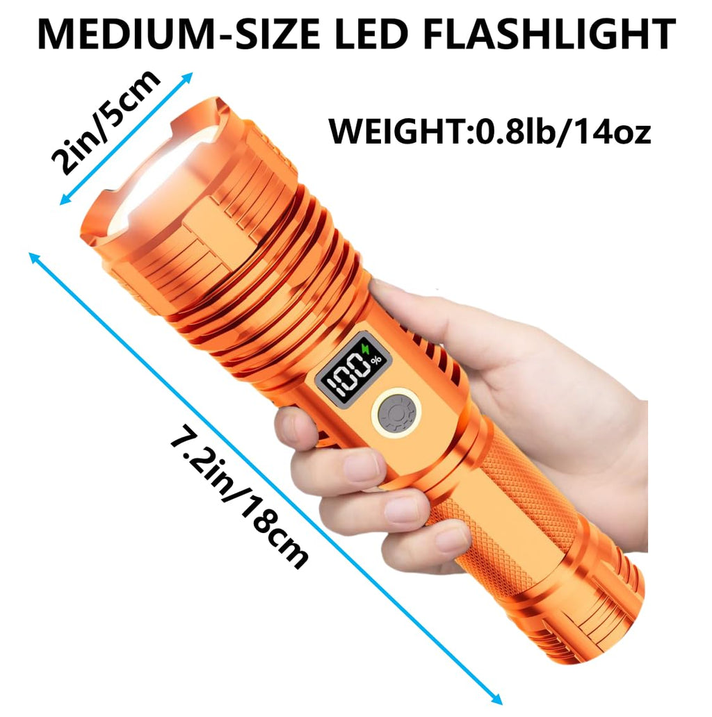 Flashlights High Lumens Rechargeable, 100,000LM LED Super Bright Flash Light, Zoomable Linternas with LCD Digital Display, 5 Mode, Waterproof, Powerful Tactical Flashlight for Emergencies Camping Gift