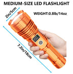 Flashlights High Lumens Rechargeable, 100,000LM LED Super Bright Flash Light, Zoomable Linternas with LCD Digital Display, 5 Mode, Waterproof, Powerful Tactical Flashlight for Emergencies Camping Gift