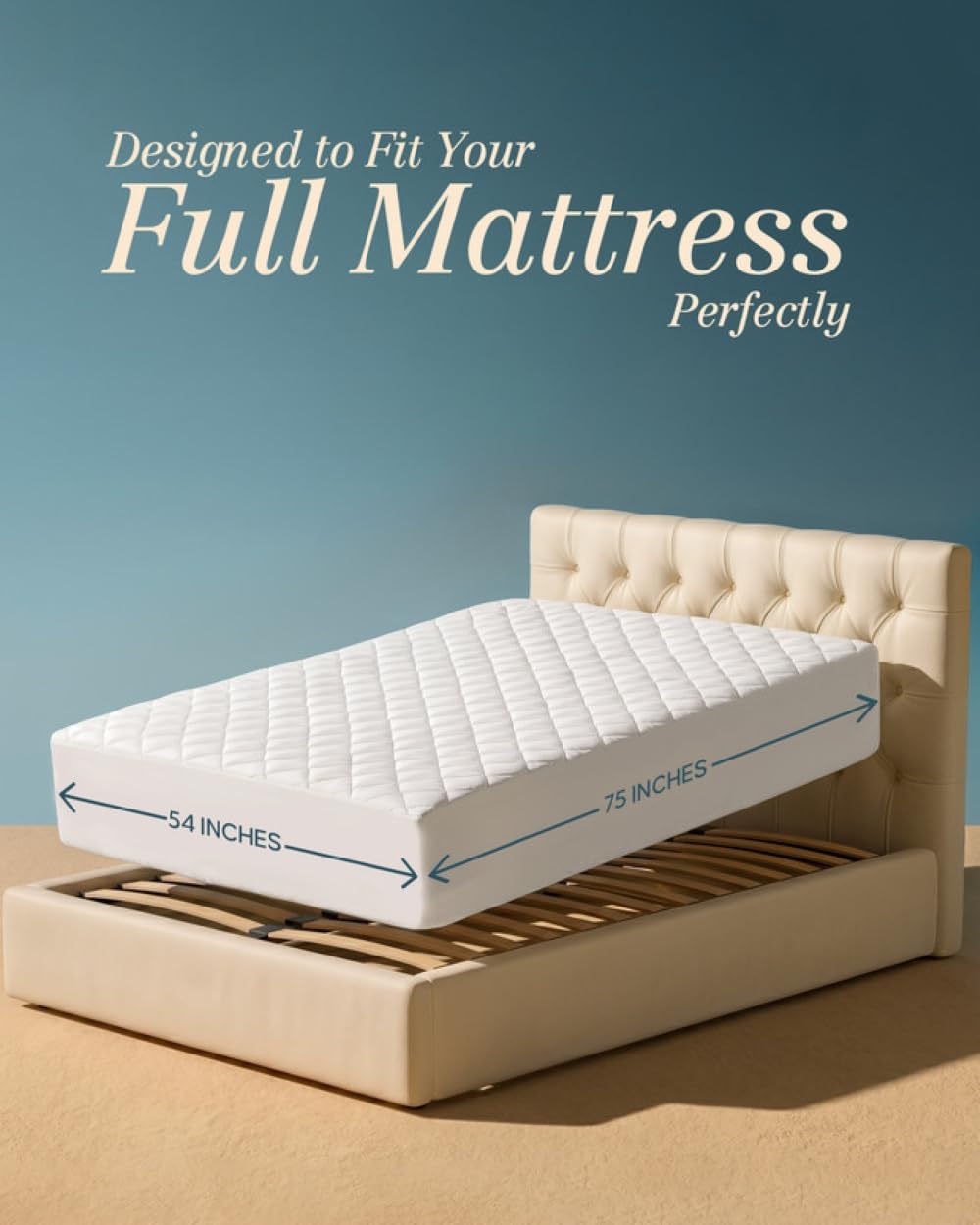 Full Mattress Pad, Quilted Mattress Protector Topper fits 16" Deep Pocket