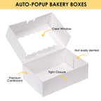 Moretoes 45pcs Cookie Boxes with Window, 9x6x3in Auto-Popup Bakery Boxes