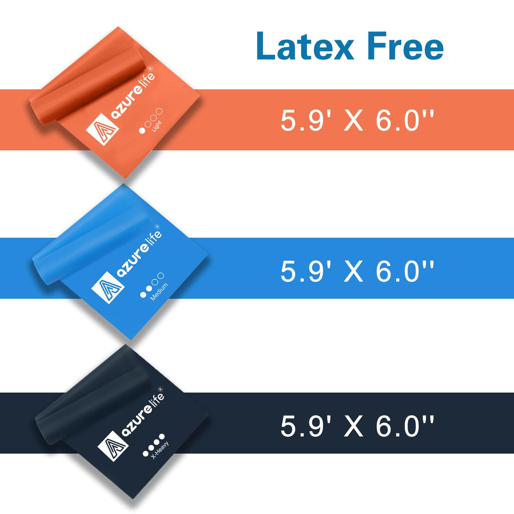 A AZURELIFE Resistance Bands,Professional Long Non-Latex Elastic Stretch Bands,Exercise Bands for Physical Therapy, Yoga, Pilates, Rehab, at-Home or The Gym Workouts, Strength Training