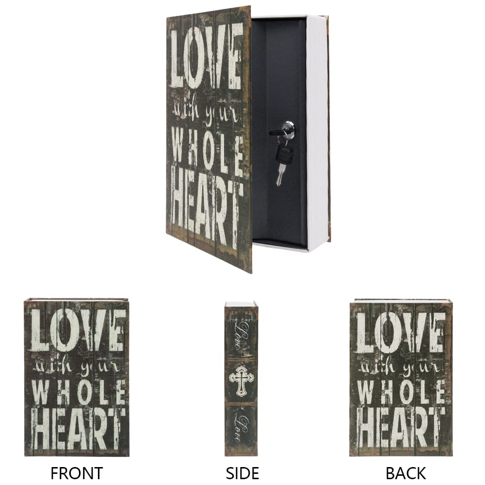 PACOLO Diversion Book Safe Storage Box (9.5"6"2.2"), Dictionary Secret Safe with Security Key Lock, Love, Key