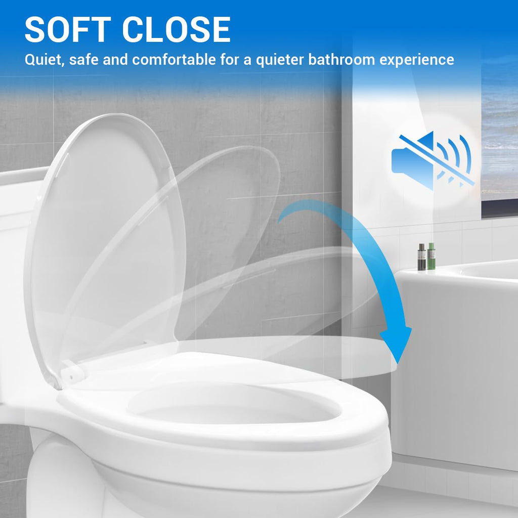 Round Toilet Seat 16.5" - Soft Close, Durable PP Toilet Seat, Easy Installation & Removal, Fits Most Toilet Bowls