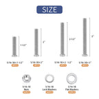 80PCS Bolts and Nuts 5/16-18 x1-1/2”, 2”, 2-1/2”, 3” Carbon Steel Hex Bolts and Nuts Set Hardware Screws Assortment Kit (4 Different Sizes)