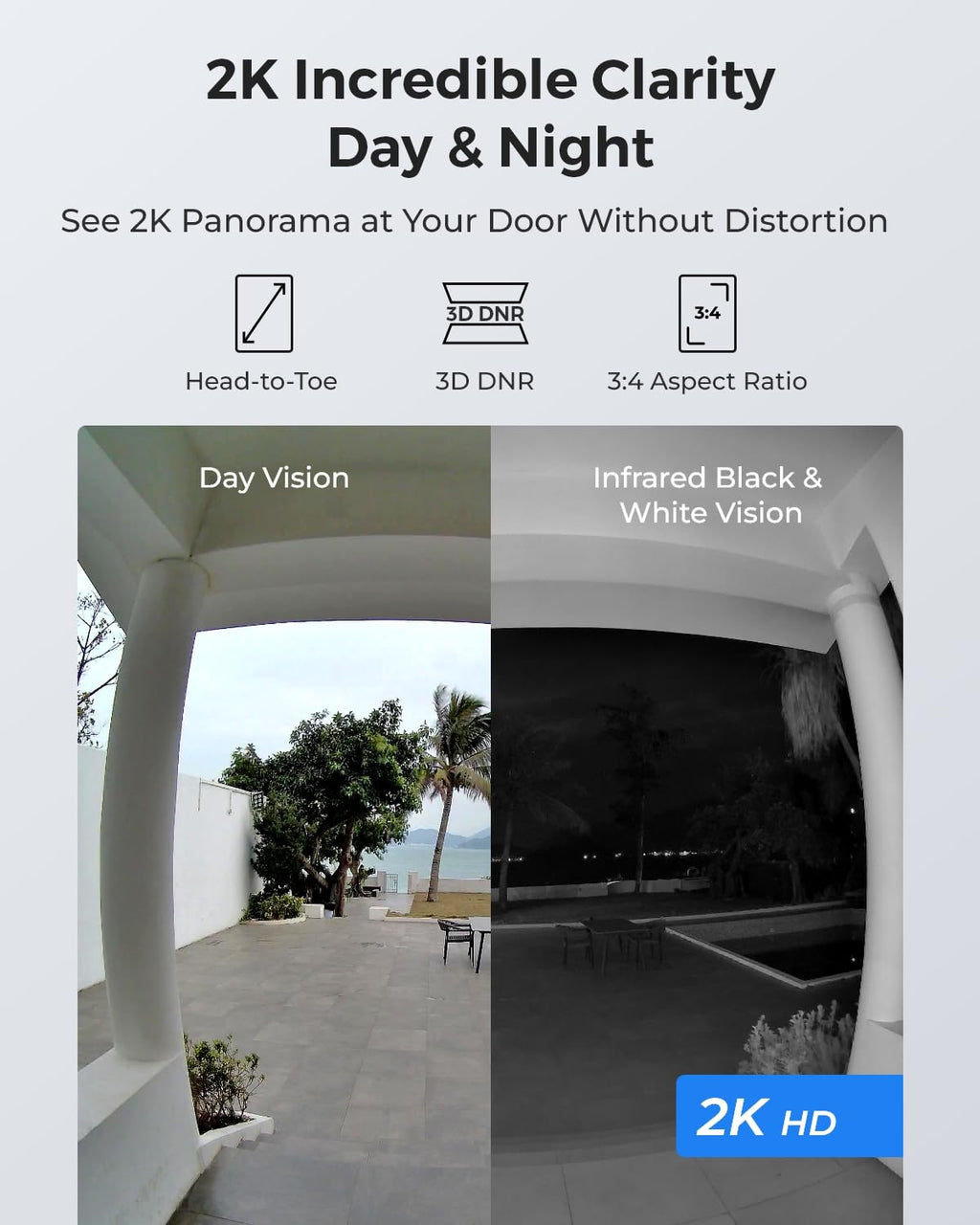 REOLINK 2K Video Doorbell Wi-Fi Camera with Chime, 3:4 Head-to-Toe View, 180°View, 5/2.4 GHz Wi-Fi, 2-Way Talk, Person/Package Detection, Waterproof, Smart Alerts, Works NVR(Wired)