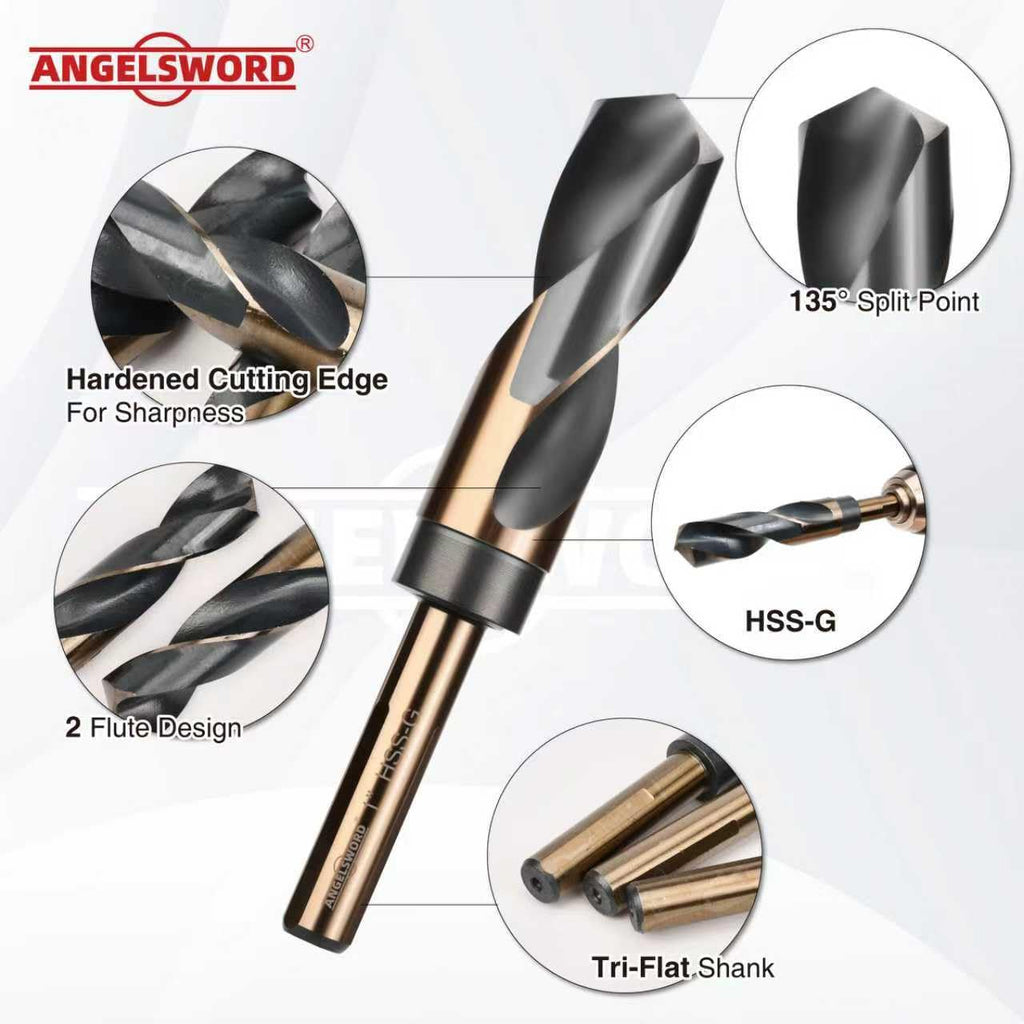 ANGELSWORD 7/8" Reduced Shank Drill Bit, M2 High Speed Steel Drill Bit for Hard Wood, Mild Steel, Cast Iron, Copper, Aluminum alloys and Other Sheet Metal