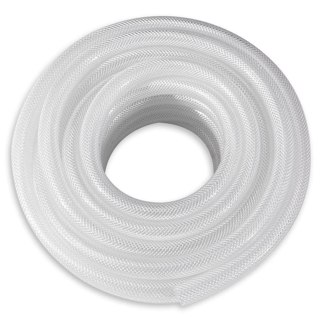 DAVCO 1/2" ID × 25 ft Clear Braided Plastic Vinyl Tubing Flexible High Pressure Reinforced PVC Hose