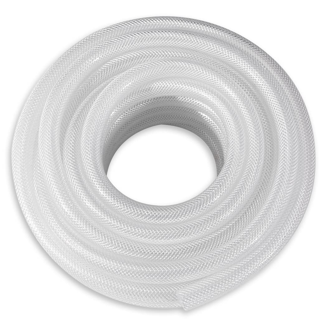 DAVCO 1/2" ID × 25 ft Clear Braided Plastic Vinyl Tubing Flexible High Pressure Reinforced PVC Hose