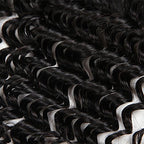 Brazilian Hair Deep Wave 3 Bundles with Frontal 13x4 Free Part Lace Frontal 100% Virgin Human Hair Bundles Brazilian Hair Extensions Natural Black Color (16 18 20+14)