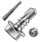 SG TZH #8 x 1/2" Self Drilling Screws (1212Pcs) 4lbs Hex Washer Head 410 Stainless Steel Self Tapping Screws for Metal Sheet Metal Screws with Hex Socket Included