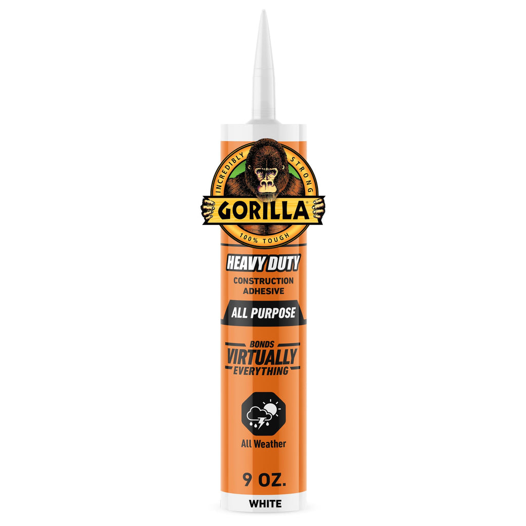 Gorilla Heavy Duty Construction Adhesive, Gap Filling, 9 oz Cartridge