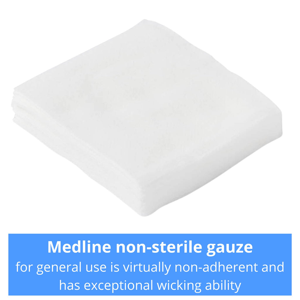 Medline Non-Woven Non-Sterile, Rayon/Poly Gauze Sponge, 4 x 4, 4-Ply (10 Packs of 200)