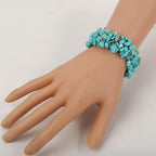 YACQ Turquoise Stretch Cuff Bracelet 5 Layer Braided Chunky Chakra bracelet Handmade Jewelry for Women Girlfriends Wife 7.5"