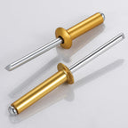 Wensilon (130 Pcs)1/4"x5/8" Golden Aluminum blind pro Rivets,Golden Aluminum Grip and Steel Mandrel