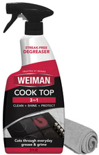 Weiman Daily Cooktop Cleaner with Microfiber Cloth Included for Glass Ceramic and Induction Cook Tops, 22oz