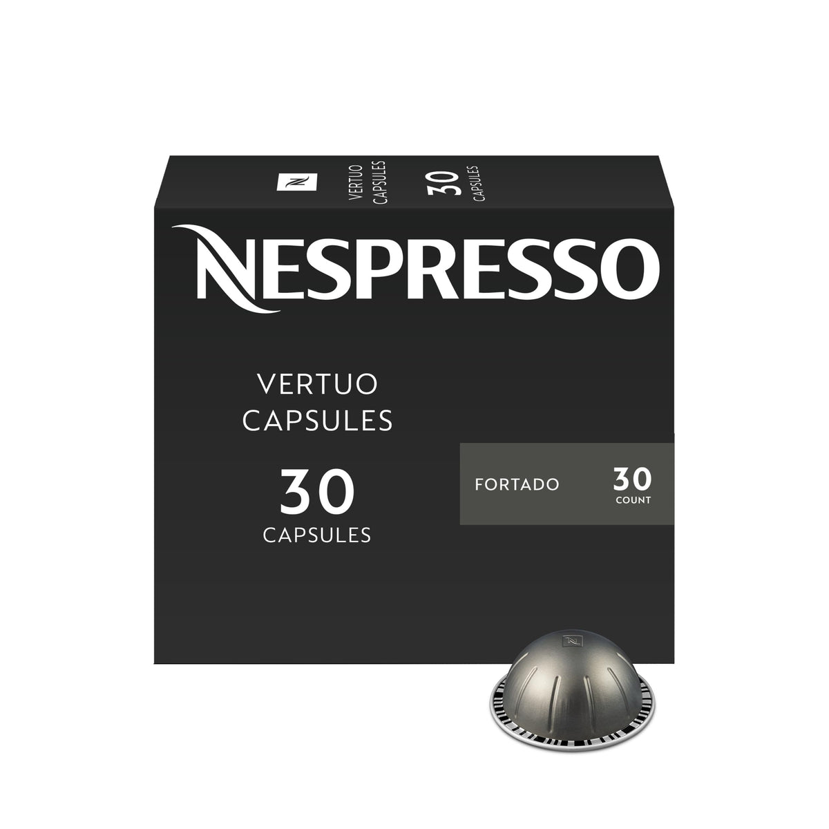Nespresso Vertuo, Fortado Gran Lungo, Dark Roast, 30-Count Espresso Pods