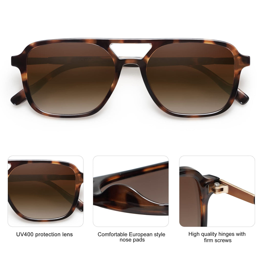 SOJOS Retro Aviator Sunglasses Women Men Trendy Rectangle Shades SJ2202C3