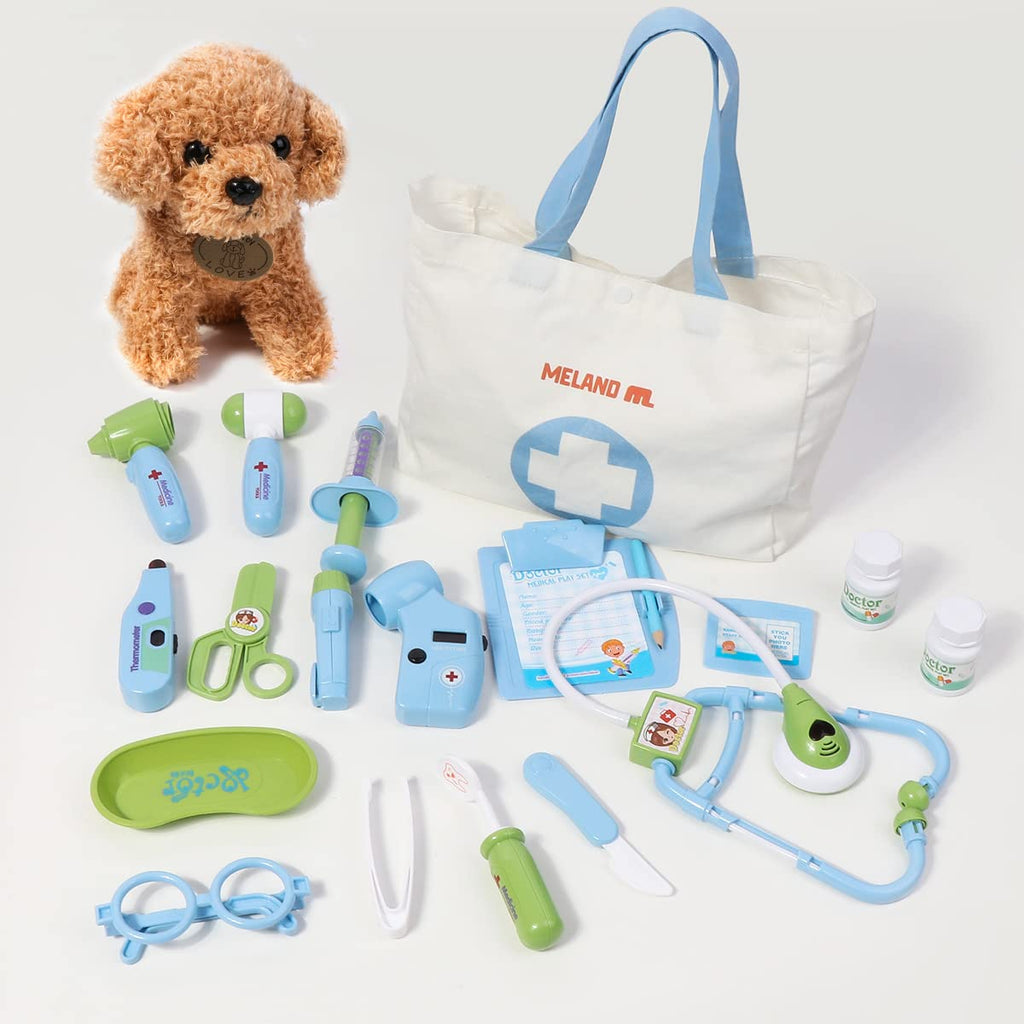 Meland Doctor Kit for Child with Puppy, Pretend Play Toy Gift for Ages 3-6