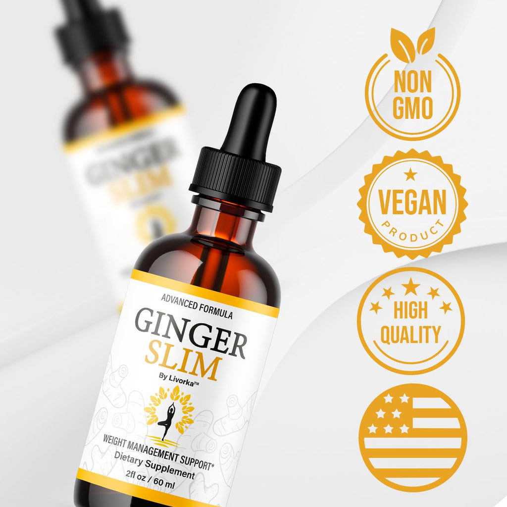 Ginger Slim Drops - Official GingerSlim Droppers Supplement Premium Formula, Ginger Slim All Natural Liquid Support Advanced Formula Healthy Drops Reviews, 1 Bottle for 1 Month
