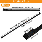 S SYDIEN 10Pcs Tie Down Straps Black Adjustable Nylon Strap with Buckles 1" x 47" (3.9ft) Straps with Quick Release, Lashing Strap for Backpacking, Outdoor Activities