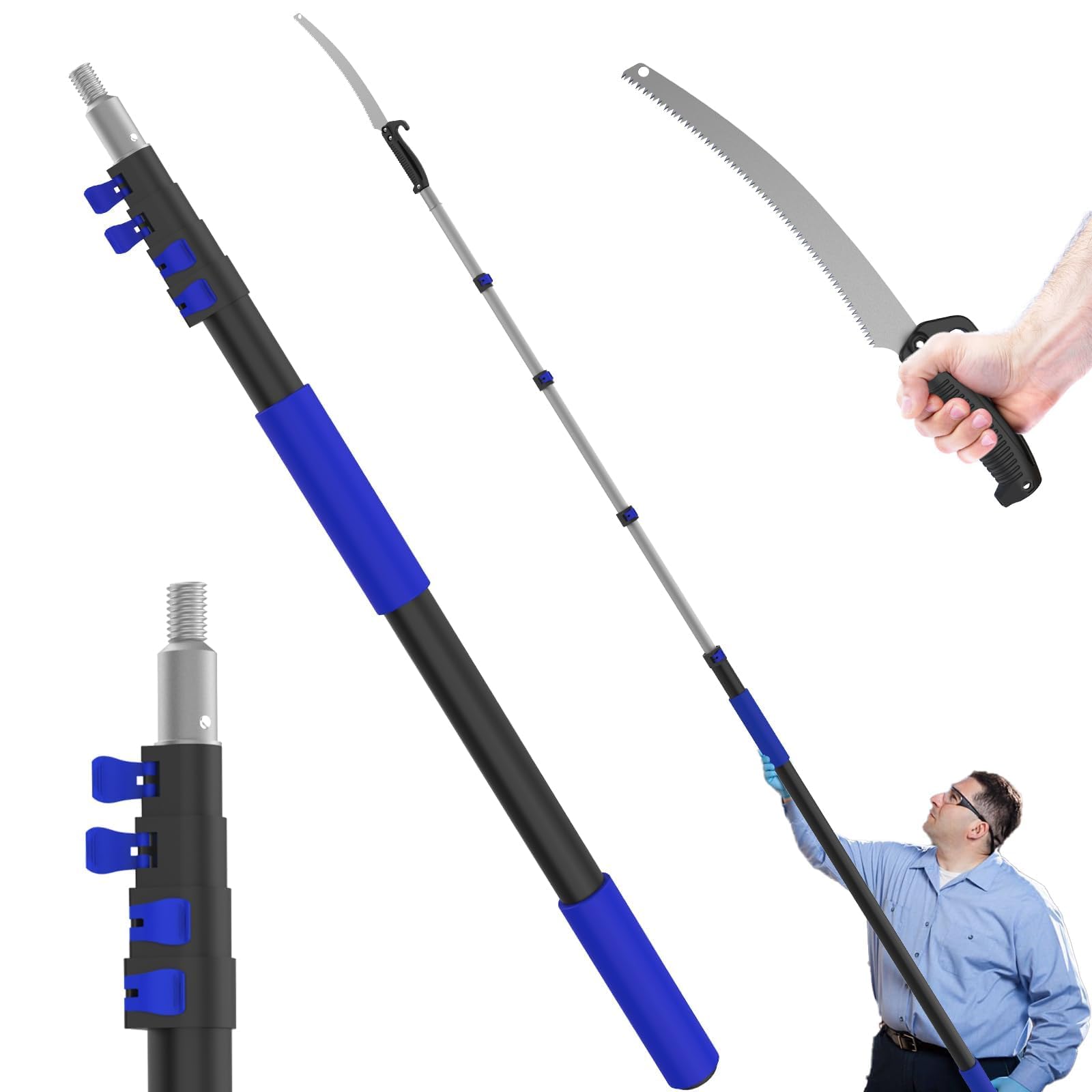 SKGPOLE 26FT Reach Pole Saws for Tree Trimming, Manual Pruning Pole Saw with 5-20FT Telescoping Extension Pole, Tree Pruner Tree Trimmer with 19" 3X Detachable Saw for Yard Garden Trees Palms Shrubs